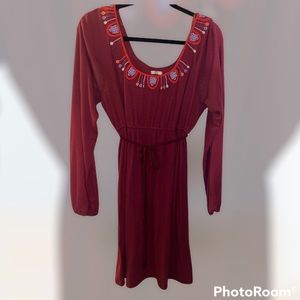 Women’s Fossil embroidered long sleeve dress